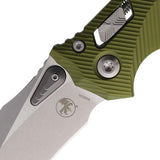 Microtech Amphibian SE Ram Lok Tactical Knife With M390MK Blade Ball Bearing Thumb Stud OD Green Aluminum Handle For EDC by Microtech