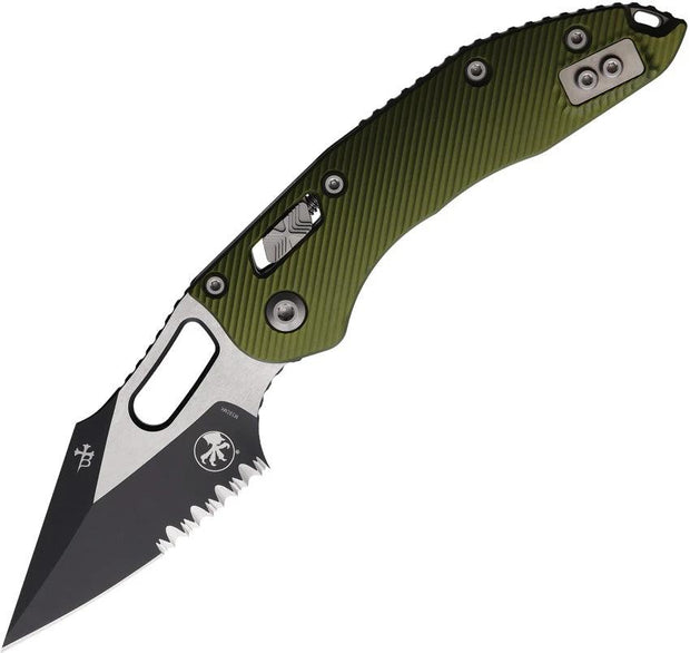 Microtech Stitch S E Ramlok OD Green Aluminum Knife With Partial Serrated Bohler M390MK Blade For EDC Enthusiasts