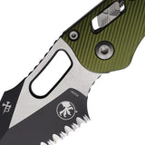 Microtech Stitch S E Ramlok OD Green Aluminum Knife With Partial Serrated Bohler M390MK Blade For EDC Enthusiasts by Microtech