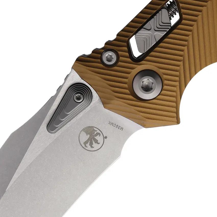 Microtech Amphibian Ram-Lok Folding Knife Tan Flu Premium M390MK Blade For Tactical EDC Enthusiasts by Microtech