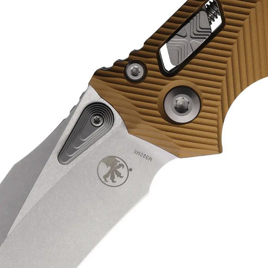 Microtech Amphibian Ram-Lok Folding Knife Tan Flu Premium M390MK Blade For Tactical EDC Enthusiasts by Microtech