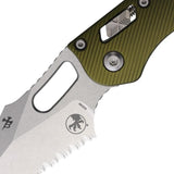 Microtech Stitch SE Ram Lok OD Green Partially Serrated Stonewash M390 3.75in Blade EDC Knife by Microtech