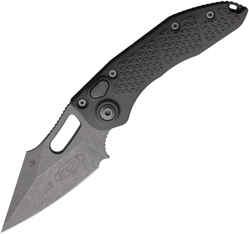 Microtech Auto Stitch Tactical Knife Automatic Opening Gray Aluminum Handle Wharncliffe Blade