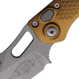 Microtech Auto Stitch SE Button Lock Knife Automatic Opening Wharncliffe Apocalyptic Tan For EDC Enthusiasts by Microtech