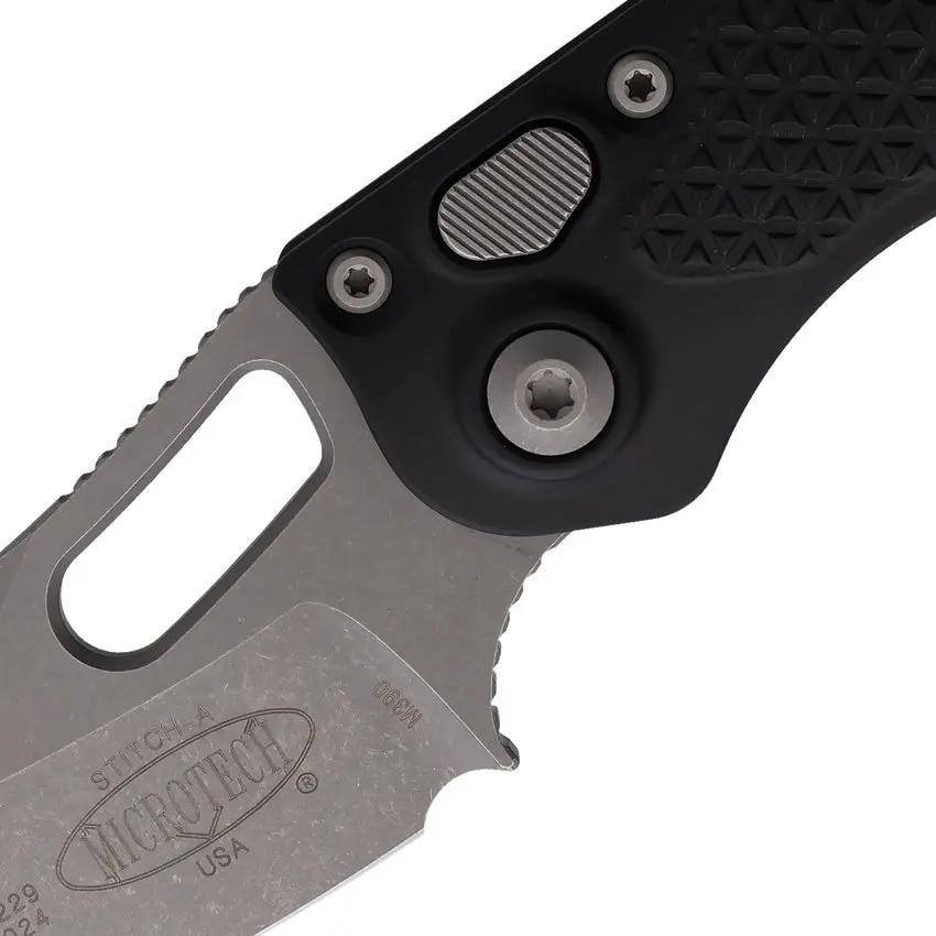 Microtech Auto Stitch SE Button Lock Knife Wharncliffe Blade Premium Apocalyptic Finish For Tactical Enthusiasts by Microtech
