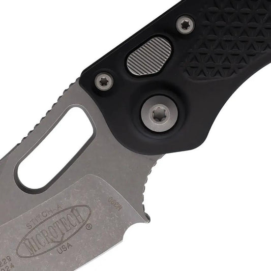 Microtech Auto Stitch SE Button Lock Knife Wharncliffe Blade Premium Apocalyptic Finish For Tactical Enthusiasts by Microtech