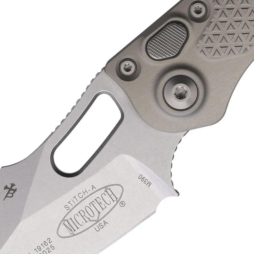 Microtech Auto Stitch S E Button Lock Knife Automatic Opening 5 Inch Closed M390 Blade Pocket Clip EDC Enthusiasts by Microtech