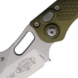 Microtech Auto Stitch SE Button Lock Knife With OD Green Aluminum Handle Automatic Opening Wharncliffe Blade EDC Tool by Microtech