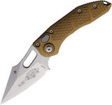 Microtech Auto Stitch SE Button Lock Knife Automatic Opening For EDC Enthusiasts With Tan Aluminum Handle