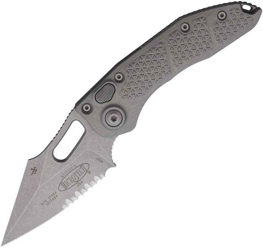 Microtech Auto Stitch S E Button Lock Knife Automatic Opening 3.75in Wharncliffe Blade For Tactical And EDC Enthusiasts by Microtech