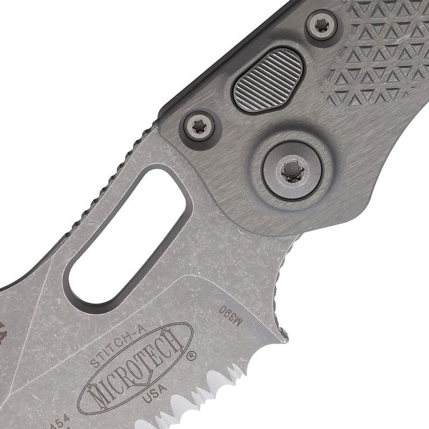 Microtech Auto Stitch S E Button Lock Knife Automatic Opening 3.75in Wharncliffe Blade For Tactical And EDC Enthusiasts by Microtech
