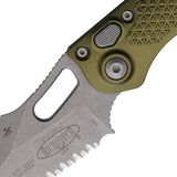 Microtech Auto Stitch Button Lock Knife With M390 Blade, OD Green Handle, 5 Inch Closed, For EDC Enthusiasts by Microtech