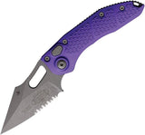 Microtech Auto Stitch SE Button Lock Knife One Hand Opening Premium Purple Aluminum Handle Wharncliffe Blade For EDC