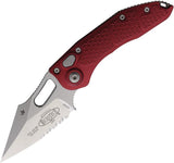 Microtech Auto Stitch S E Button Lock Knife 16911MR 3.75in Serrated Blade Premium Merlot Aluminum for EDC Enthusiasts by Microtech