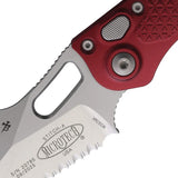 Microtech Auto Stitch S E Button Lock Knife 16911MR 3.75in Serrated Blade Premium Merlot Aluminum for EDC Enthusiasts by Microtech