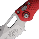 Microtech Auto Stitch S E Button Lock Knife Red Aluminum Handle Premium Steel EDC Wharncliffe Blade 3.75 Inch by Microtech
