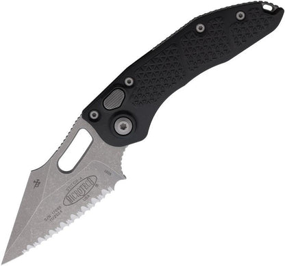 Microtech Auto Stitch SE Button Lock Knife Automatic Opening 5in Closed Wharncliffe Serrated Blade For EDC Enthusiasts by Microtech