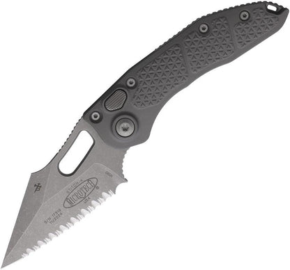 Microtech Auto Stitch S E Button Lock Knife For EDC Enthusiasts Automatic Opening Serrated Wharncliffe Blade by Microtech