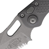 Microtech Auto Stitch S E Button Lock Knife For EDC Enthusiasts Automatic Opening Serrated Wharncliffe Blade by Microtech