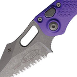 Microtech Auto Stitch S E Button Lock Knife For EDC Enthusiasts With Automatic Opening Serrated Wharncliffe Blade by Microtech