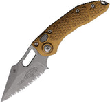 Microtech Auto Stitch Knife Button Lock Tan Aluminum Handle Automatic Opening Serrated Wharncliffe Blade For EDC Fans