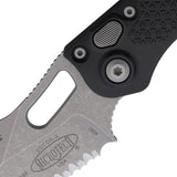 Microtech Auto Stitch SE Button Lock Knife Automatic Opening 5in Closed Wharncliffe Serrated Blade For EDC Enthusiasts by Microtech