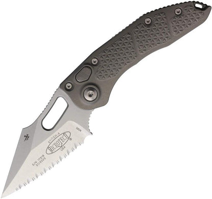 Microtech Auto Stitch SE Button Lock Knife With Serrated Wharncliffe Blade 5 Inch Closed For EDC Enthusiasts by Microtech
