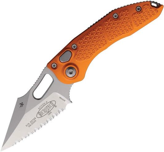 Microtech Auto Stitch Knife S E Button Lock Automatic Opening Orange Aluminum Handle For EDC Enthusiasts