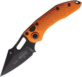 Microtech Auto Stitch S E Button Lock Knife For EDC Enthusiasts Orange Aluminum Handle 5 Inch Closed 3.75in Blade