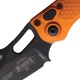 Microtech Auto Stitch S E Button Lock Knife For EDC Enthusiasts Orange Aluminum Handle 5 Inch Closed 3.75in Blade by Microtech