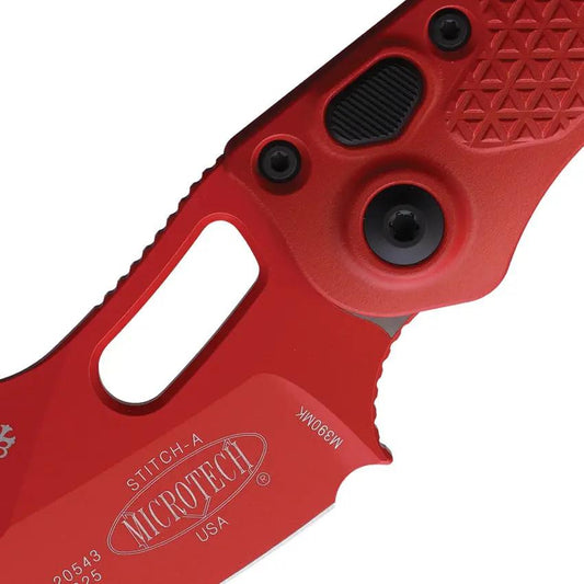 Microtech Auto Stitch S E Button Lock Knife Red Cerakote 5in Closed For EDC Enthusiasts by Microtech