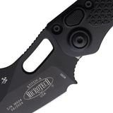 Microtech Auto Stitch SE Button Lock Knife With Automatic Opening 5in Closed 3.75in Black Steel Blade EDC by Microtech