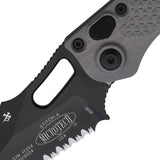 Microtech Auto Stitch SE Button Lock Knife Auto Opening 3.75in Wharncliffe Blade Black Aluminum For Tactical EDC Fans by Microtech