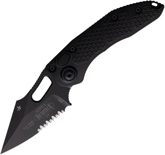Microtech Auto Stitch SE Button Lock Tactical Knife For Professionals 3.75in Serrated Wharncliffe