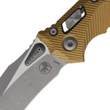 Microtech Amphibian SE Ram Lok Knife Tan Fluted Aluminum Handle 4 Inch M390MK Blade For Tactical Enthusiasts by Microtech
