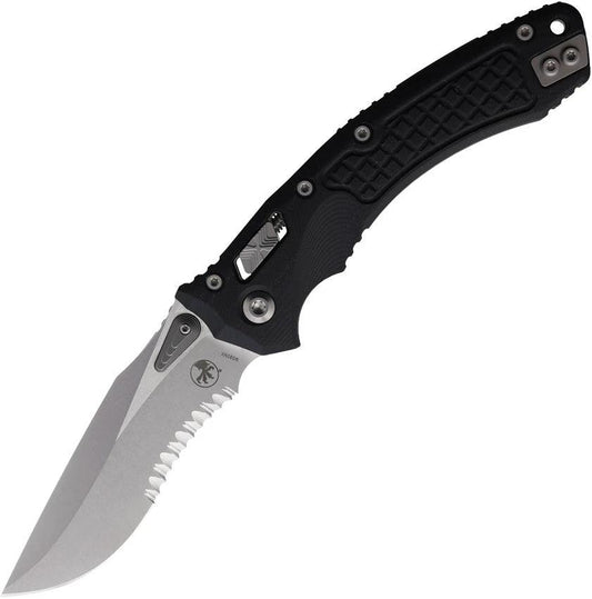 Microtech Amphibian SE Ram Lok Knife Bohler M390MK 4 Inch Stonewash Blade Black G10 Frag Pattern For EDC Enthusiasts