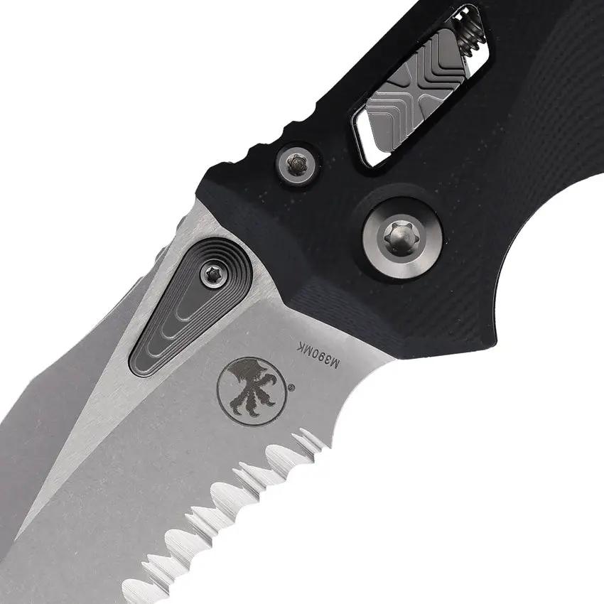 Microtech Amphibian SE Ram Lok Knife Bohler M390MK 4 Inch Stonewash Blade Black G10 Frag Pattern For EDC Enthusiasts by Microtech