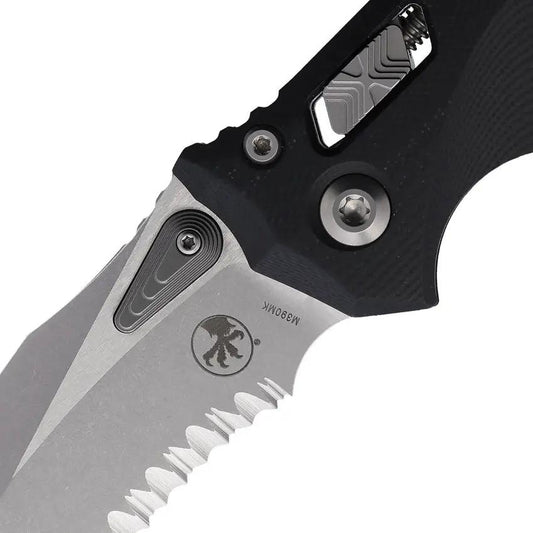 Microtech Amphibian SE Ram Lok Knife Bohler M390MK 4 Inch Stonewash Blade Black G10 Frag Pattern For EDC Enthusiasts by Microtech