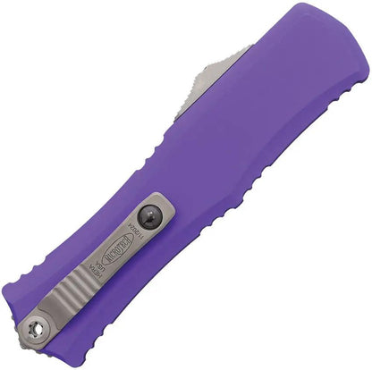 Microtech Hera II Mini OTF Automatic Knife For EDC Enthusiasts With Purple Aluminum Handle M390 Bayonet 3in Blade by Microtech