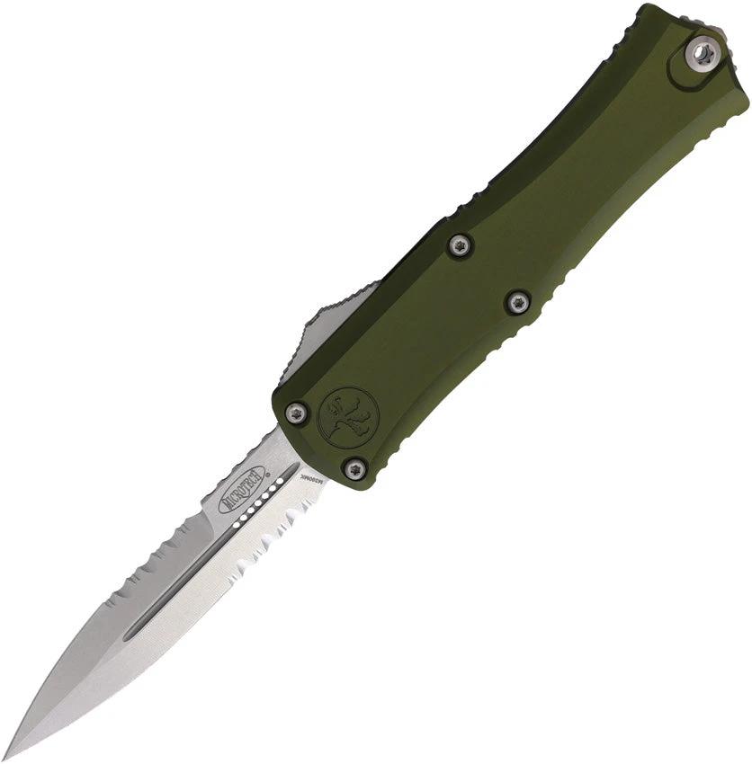 Microtech Hera II Mini OTF Knife Auto Opening For EDC Enthusiasts Bayonet Blade 4 Inch Closed OD Green Aluminum