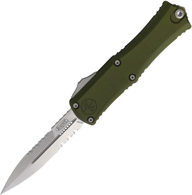 Microtech Hera II Mini OTF Knife Auto Opening For EDC Enthusiasts Bayonet Blade 4 Inch Closed OD Green Aluminum