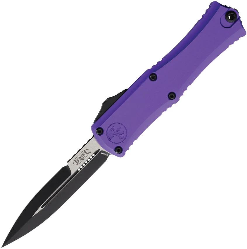 Microtech Auto Hera II Mini OTF Knife Purple Aluminum Handle Bayonet Blade Glass Breaker For EDC Pros