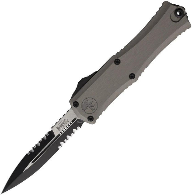 Microtech Hera II Auto Mini OTF Knife Bayonet Blade With Glass Breaker Gray Aluminum Handle For EDC Enthusiasts by Microtech