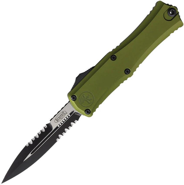 Microtech Hera II Mini OTF Auto Knife OD Green Aluminum Handle Bayonet Blade Glass Breaker EDC Tactical