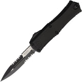Microtech Hera II Mini Auto OTF Knife Bayonet Blade M390MK 3In Partially Serrated Black Aluminum Tactical 4In Closed