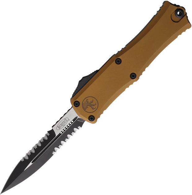 Microtech Hera II Mini OTF Auto Knife Bayonet Blade M390 Two Tone Tan Handle EDC Ready