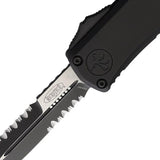 Microtech Hera II Mini Auto OTF Knife Bayonet Blade M390MK 3In Partially Serrated Black Aluminum Tactical 4In Closed by Microtech