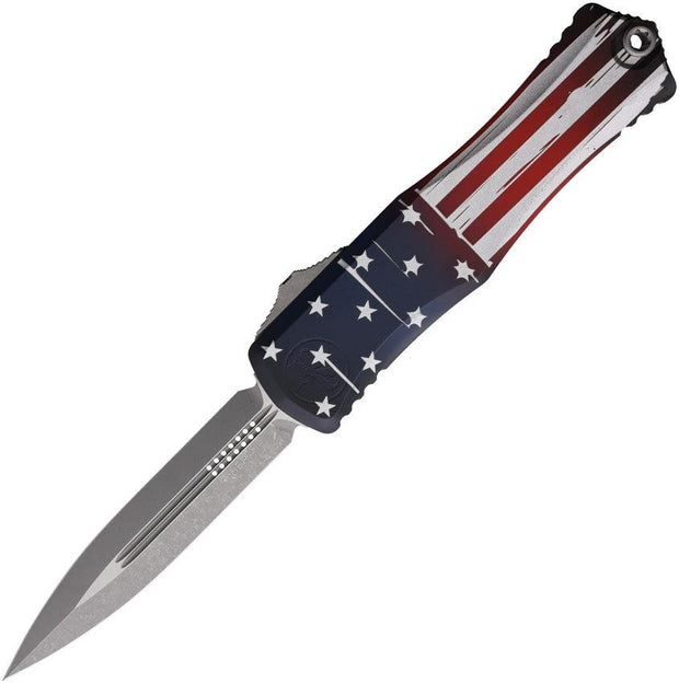Microtech Hera II Auto DE OTF Knife Flag Edition For Collectors With Aluminum Handle Glass Breaker