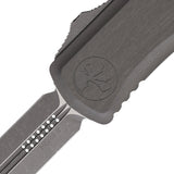 Microtech Hera II Auto OTF Knife For EDC Enthusiasts With 4 In Blade Apocalyptic Finish Aluminum Handle Glass Breaker by Microtech