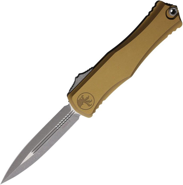 Microtech Hera II Auto OTF Double Edge Apocalyptic Tan Knife With Glass Breaker M390 Blade 5.5 Inch Closed EDC Tactical by Microtech
